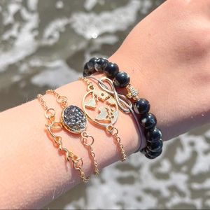 5 pcs Boho Turtle Chain Pendant Gold Bracelet Set!